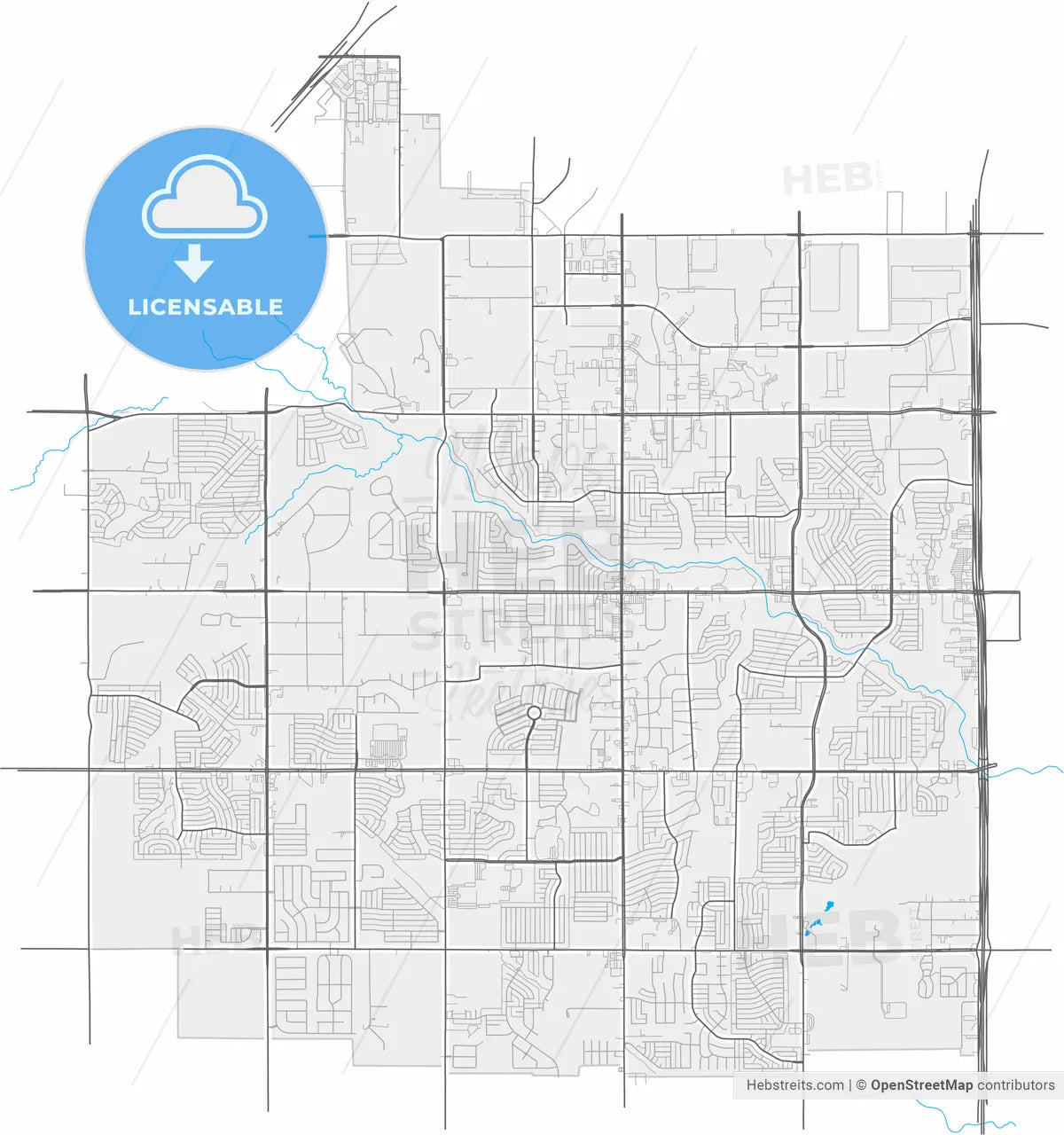 DeSoto, Texas, United States, high resolution vector map - Instant download PDF and JPG