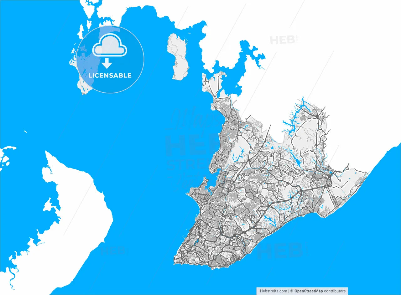 Salvador, Brazil, high resolution vector map - Instant download PDF and JPG