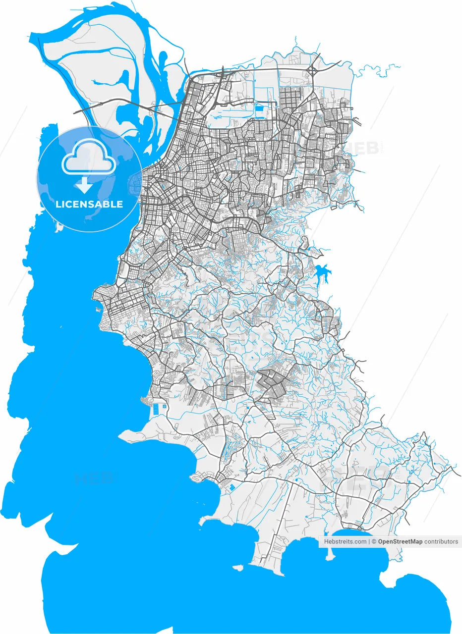 Porto Alegre, Brazil, high resolution vector map - Instant download PDF and JPG