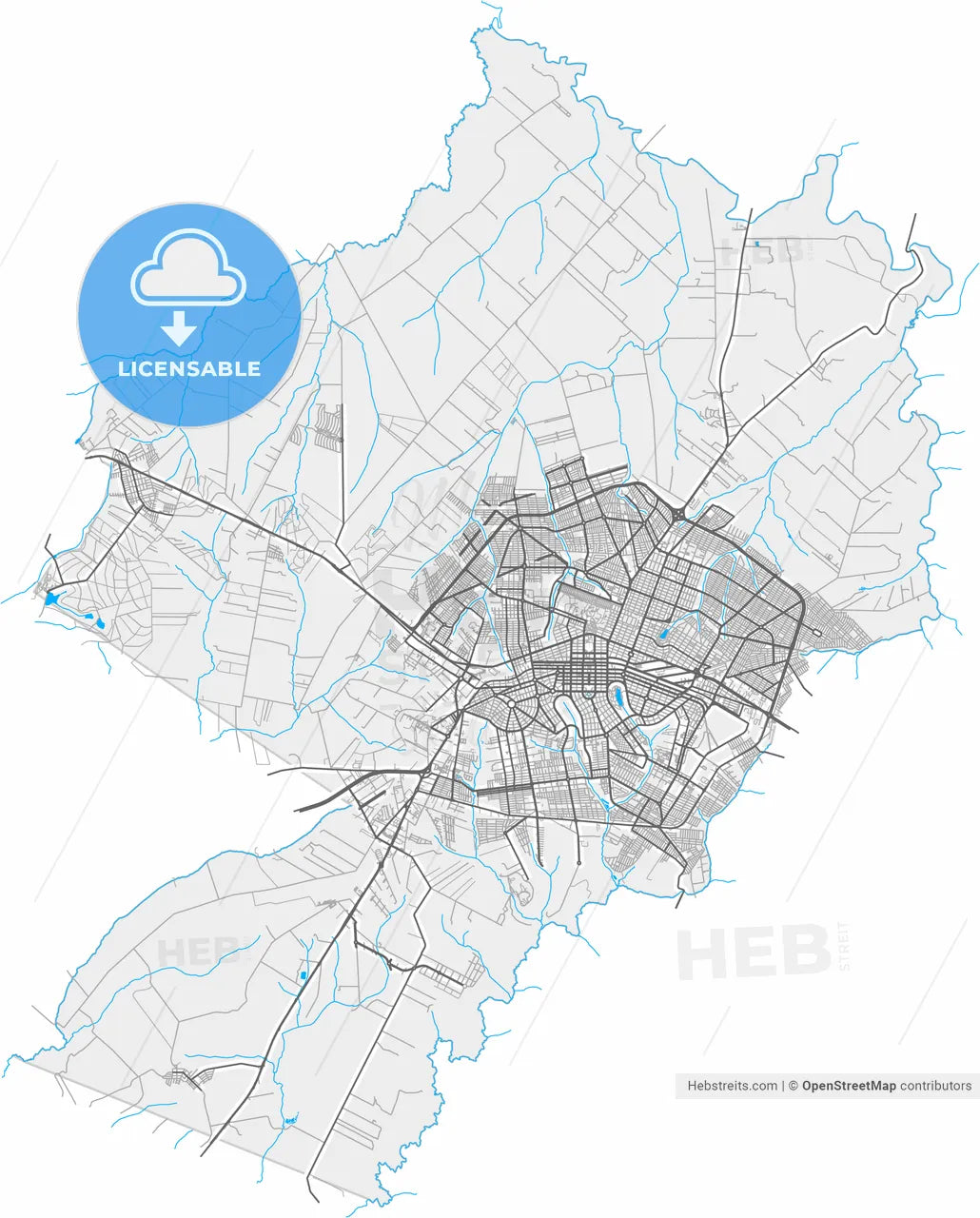 Maringa, Brazil, high resolution vector map - Instant download PDF and JPG