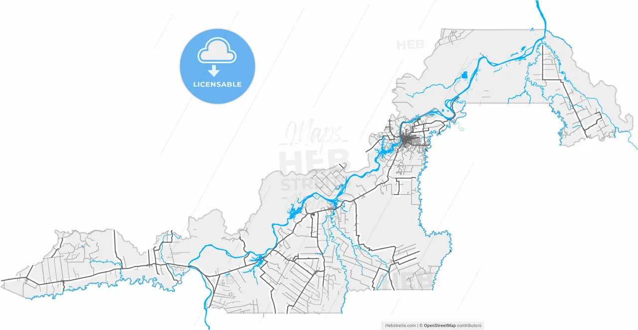 Porto Velho, Brazil, high resolution vector map - Instant download PDF and JPG