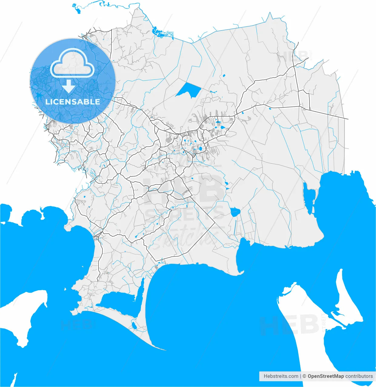 Viamao, Brazil, high resolution vector map - Instant download PDF and JPG