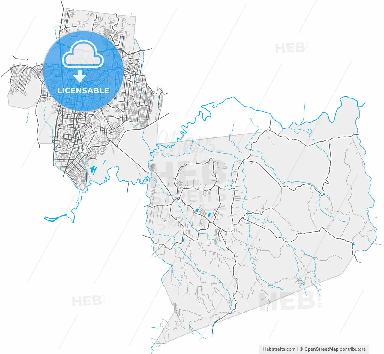 Novo Hamburgo, Brazil, high resolution vector map - Instant download PDF and JPG