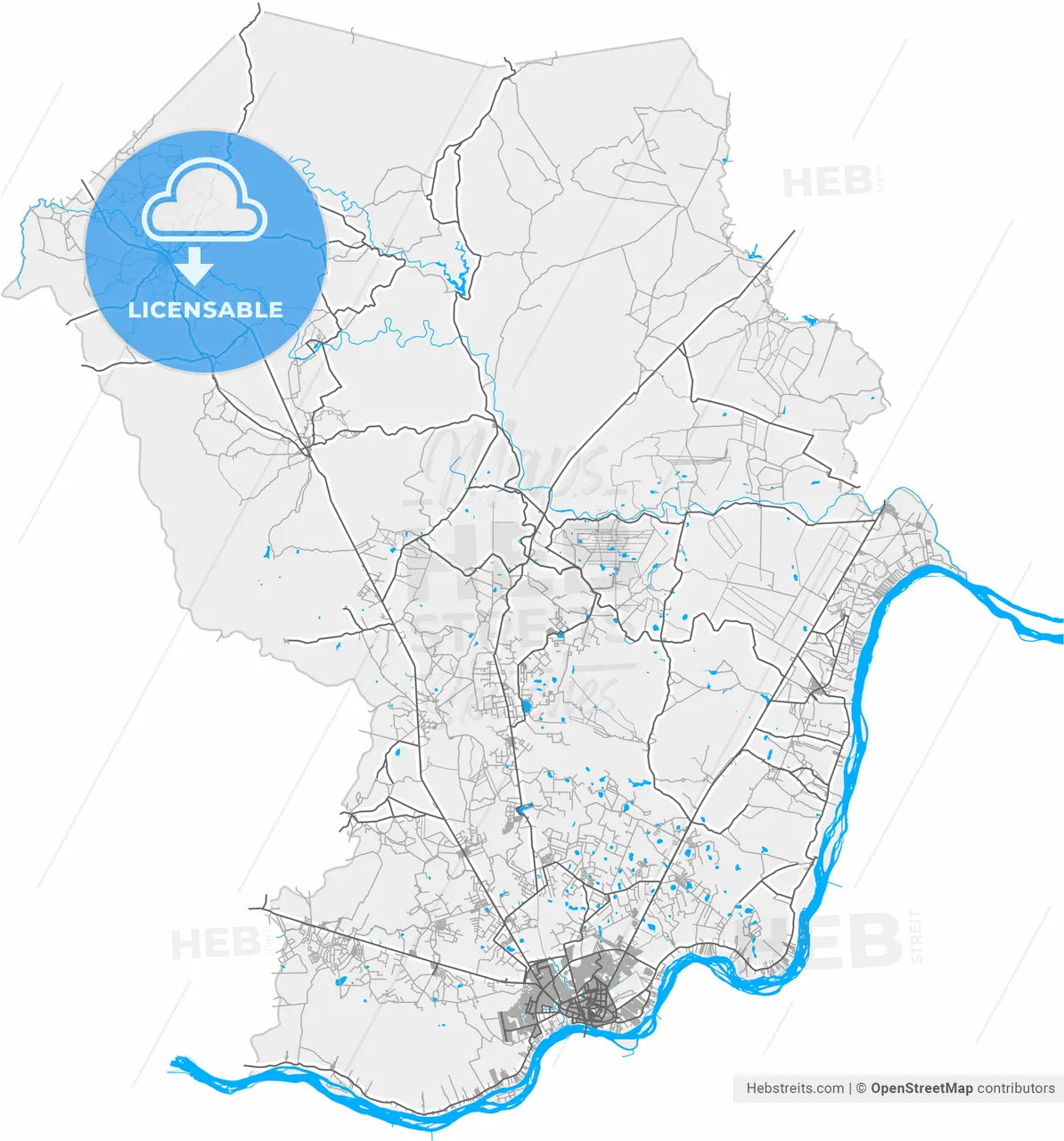 Petrolina, Brazil, high resolution vector map - Instant download PDF and JPG