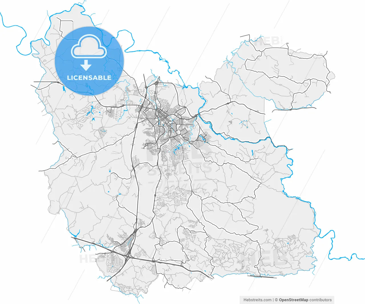 Itu, Brazil, high resolution vector map - Instant download PDF and JPG