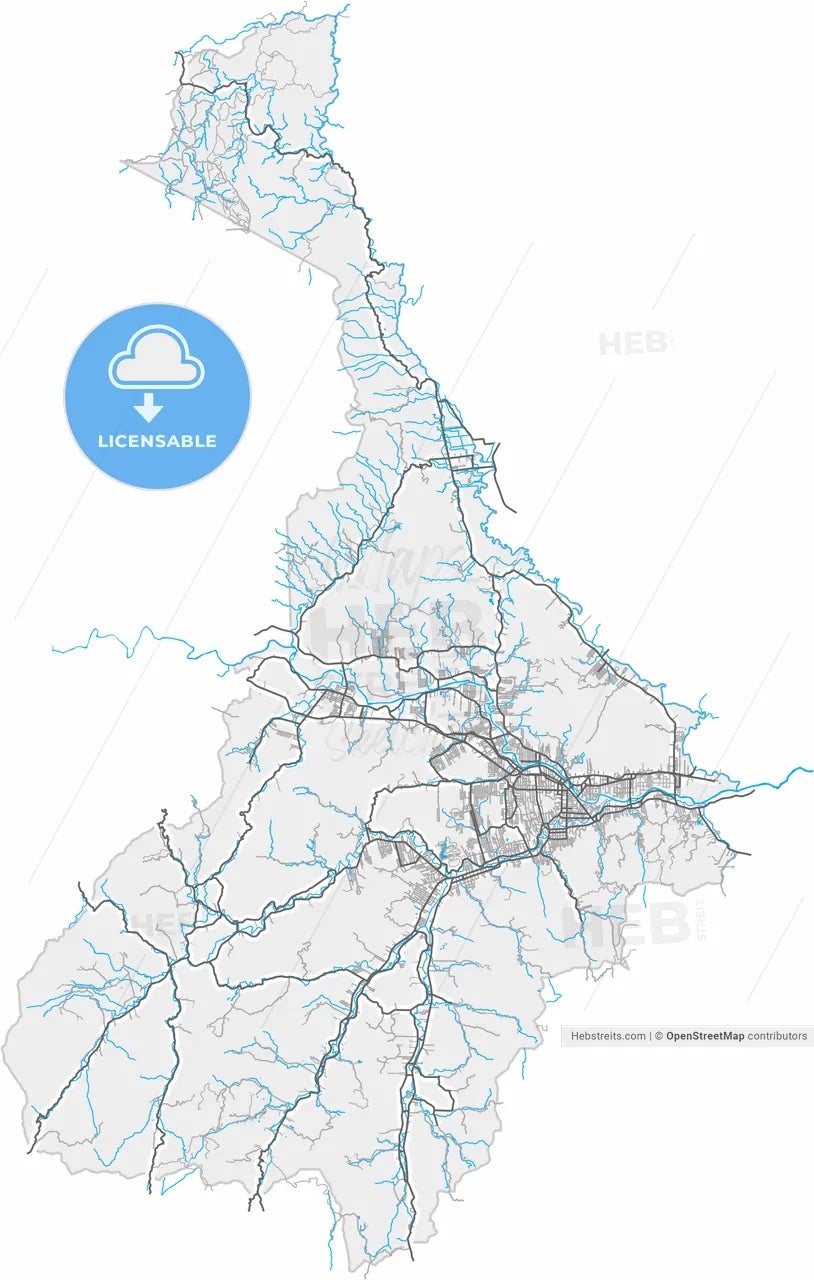 Jaragua do Sul, Brazil, high resolution vector map - Instant download PDF and JPG