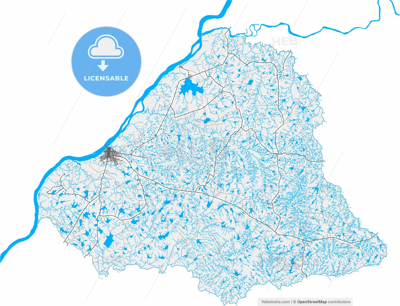 Uruguaiana, Brazil, high resolution vector map - Instant download PDF and JPG