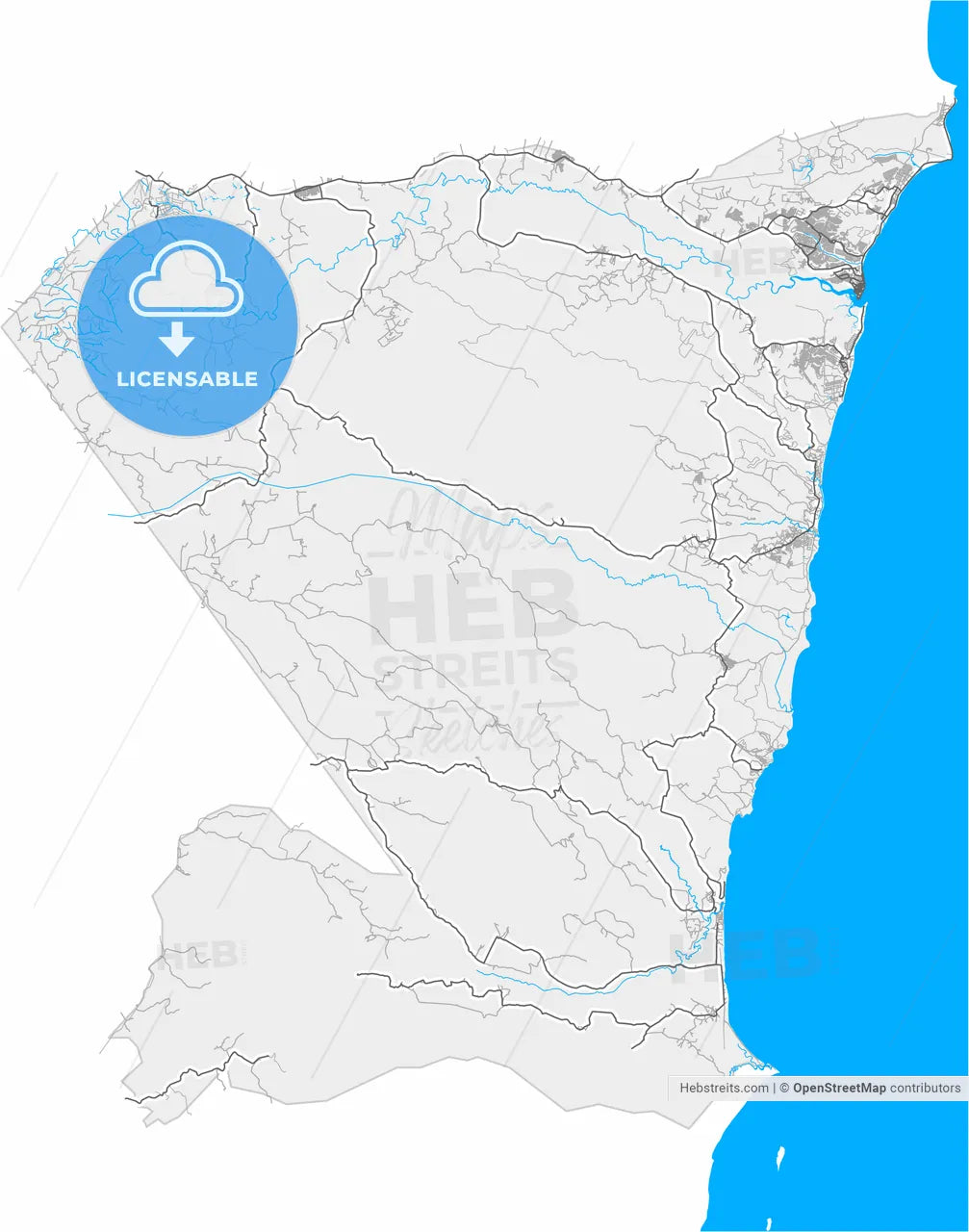 Porto Seguro, Brazil, high resolution vector map - Instant download PDF and JPG