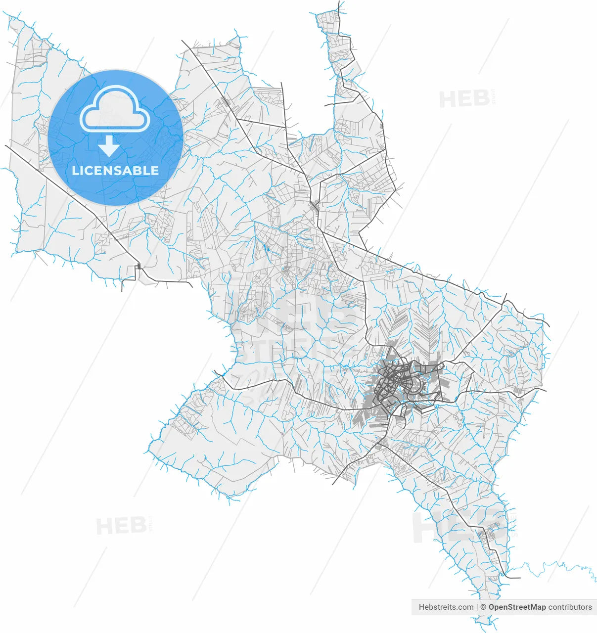 Umuarama, Brazil, high resolution vector map - Instant download PDF and JPG