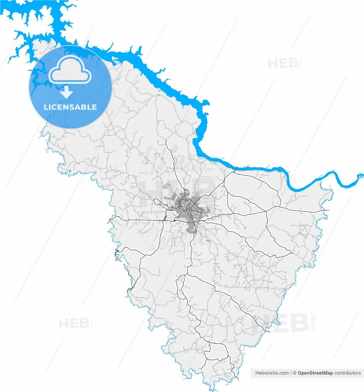 Passos, Brazil, high resolution vector map - Instant download PDF and JPG