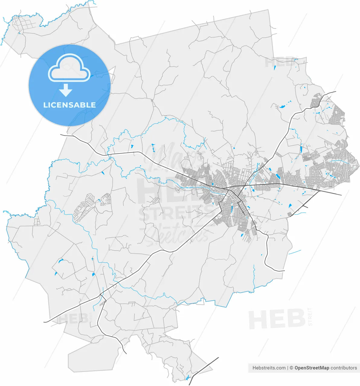 Trindade, Brazil, high resolution vector map - Instant download PDF and JPG