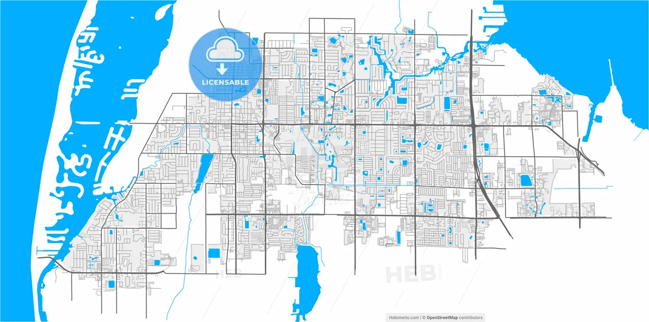 Largo, Florida, United States, high resolution vector map - Instant download PDF and JPG
