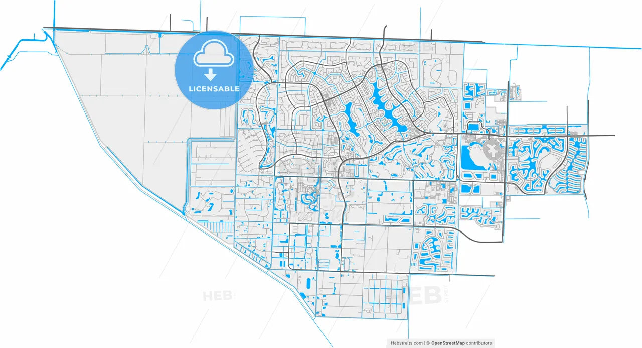 Wellington, Florida, United States, high resolution vector map - Instant download PDF and JPG