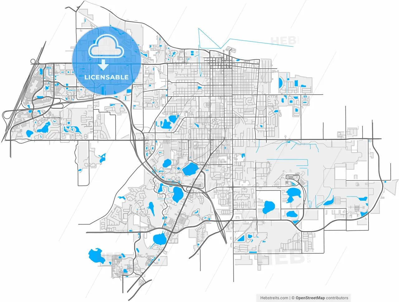 Sanford, Florida, United States, high resolution vector map - Instant download PDF and JPG