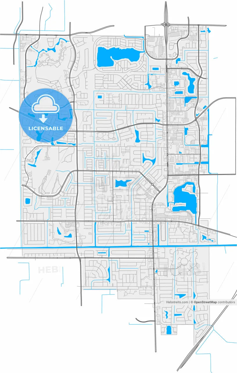 Margate, Florida, United States, high resolution vector map - Instant download PDF and JPG