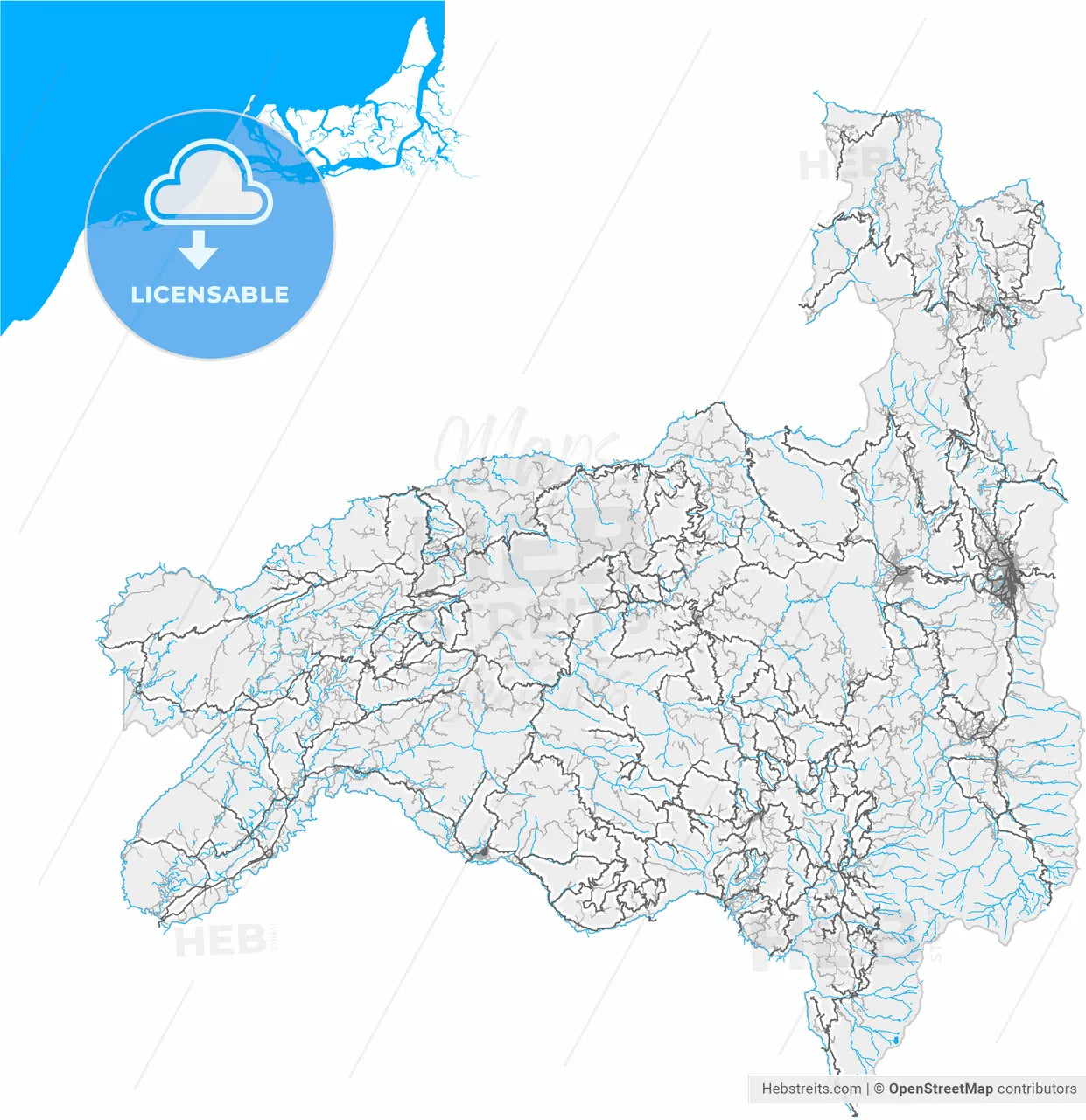 Loja, Ecuador, high resolution vector map - Instant download PDF and JPG