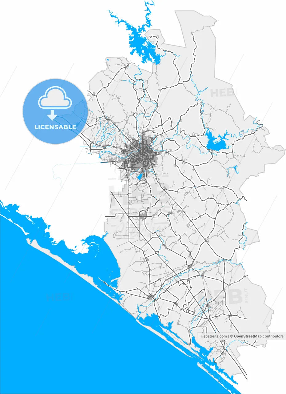 Culiacán, Sinaloa, Mexico, high resolution vector map - Instant download PDF and JPG