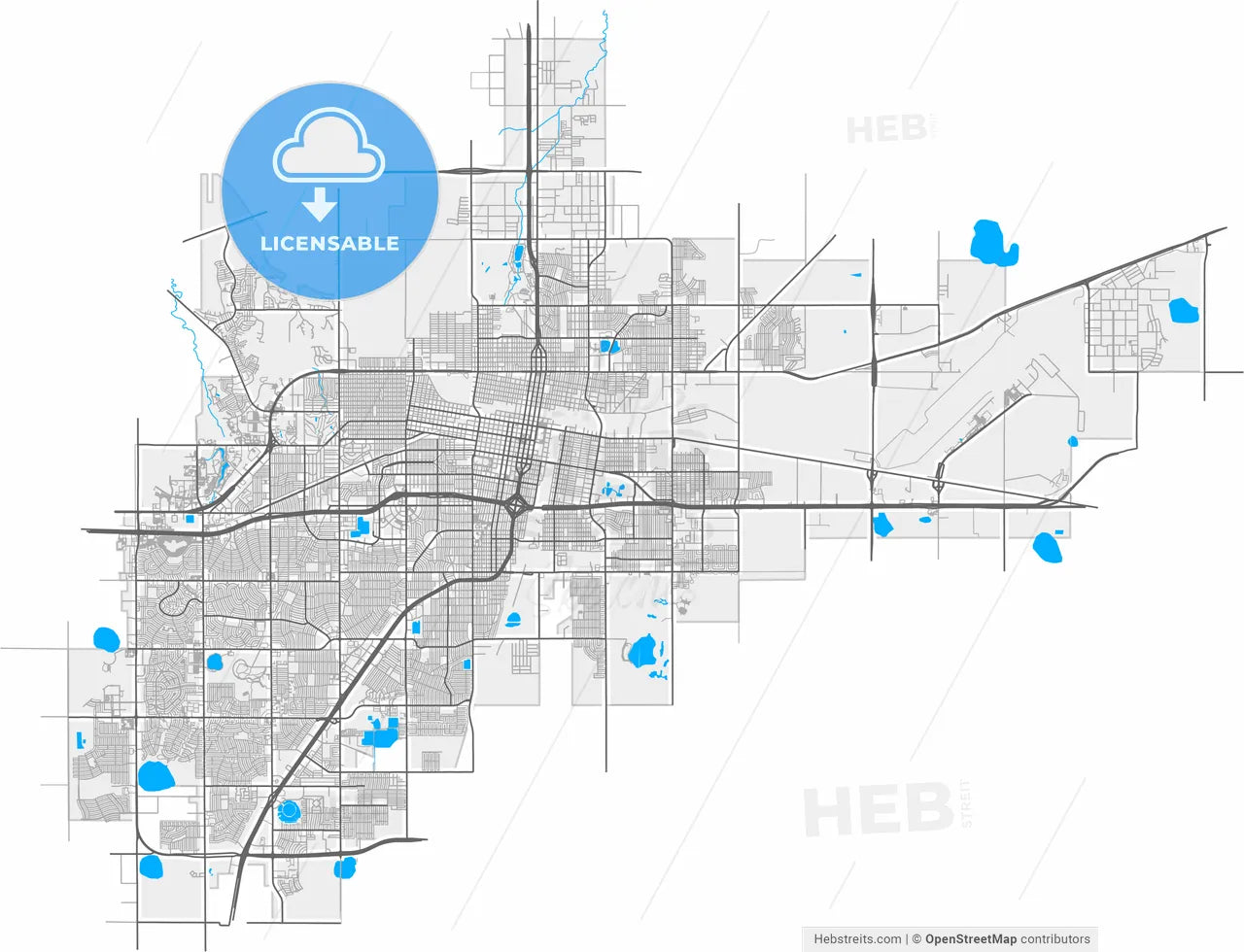 Amarillo, Texas, United States, high resolution vector map - Instant download PDF and JPG