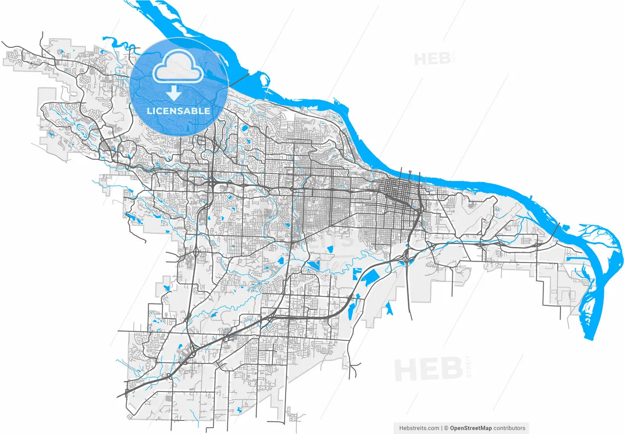 Little Rock, Arkansas, United States, high resolution vector map - Instant download PDF and JPG