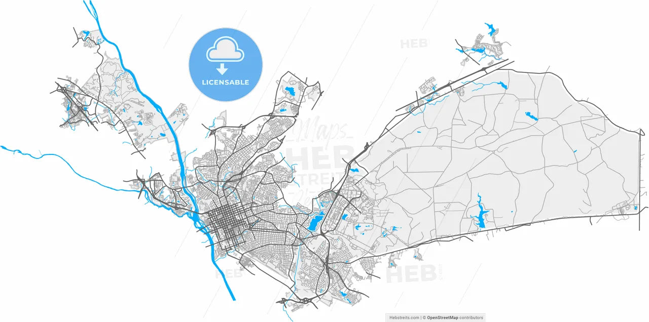 Columbia, South Carolina, United States, high resolution vector map - Instant download PDF and JPG