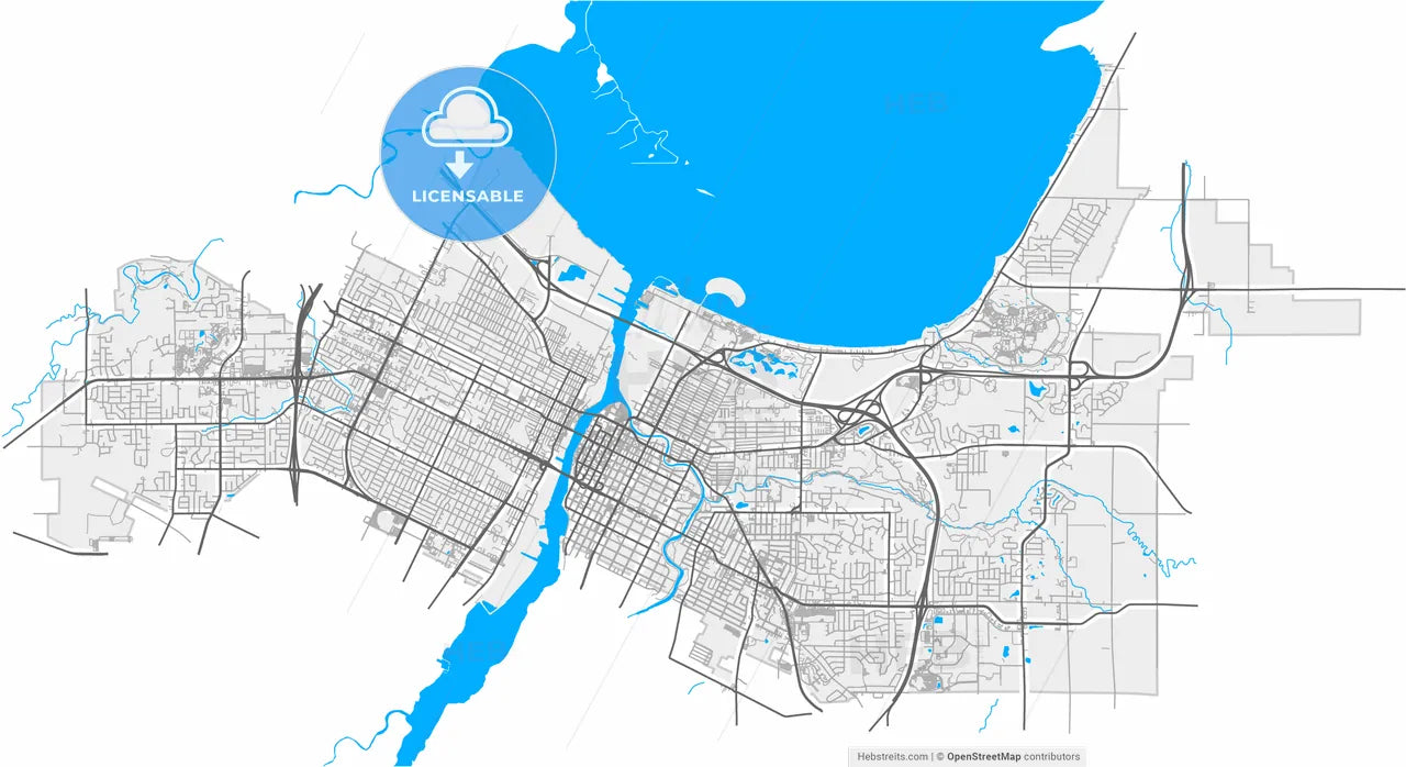 Green Bay, Wisconsin, United States, high resolution vector map - Instant download PDF and JPG