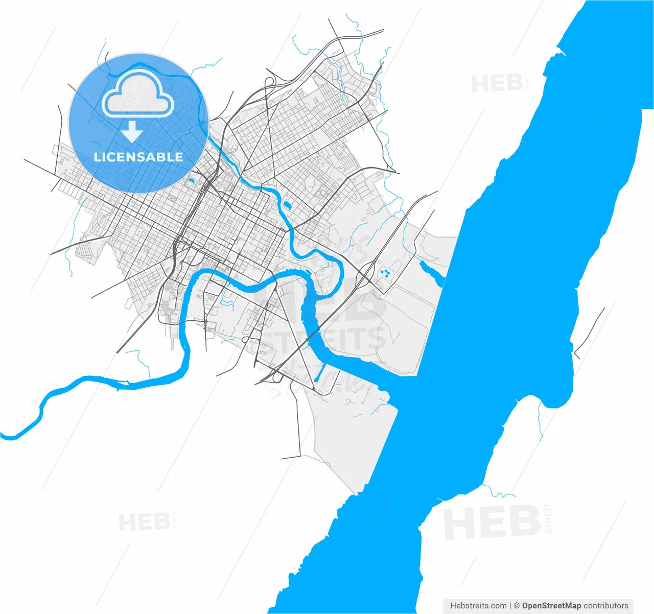 Wilmington, Delaware, United States, high resolution vector map - Instant download PDF and JPG