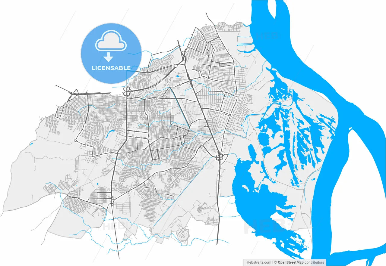 Soledad, Colombia, high resolution vector map - Instant download PDF and JPG