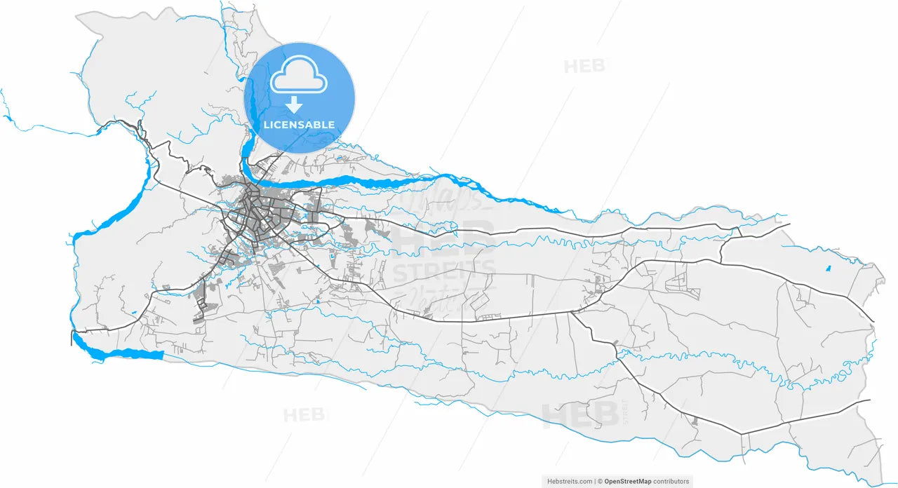 Villavicencio, Colombia, high resolution vector map - Instant download PDF and JPG