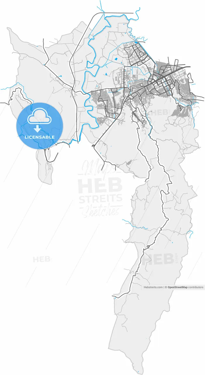 Soacha, Colombia, high resolution vector map - Instant download PDF and JPG
