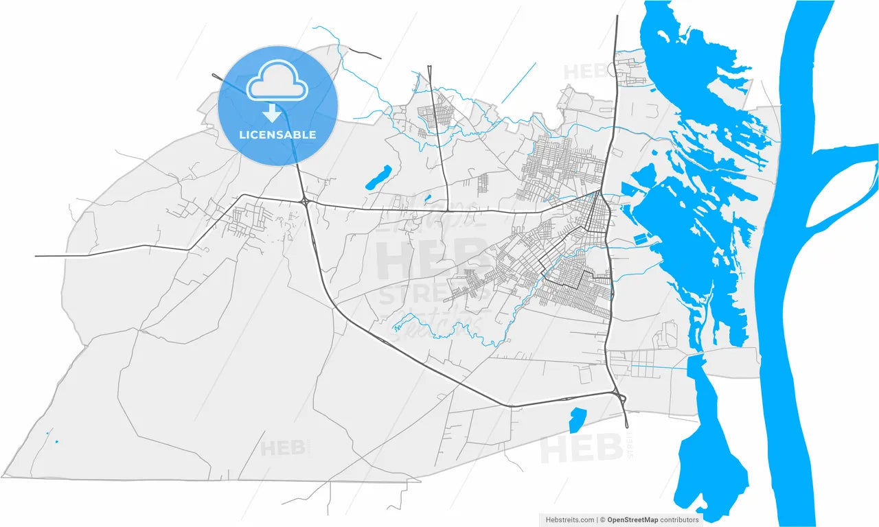 Malambo, Colombia, high resolution vector map - Instant download PDF and JPG