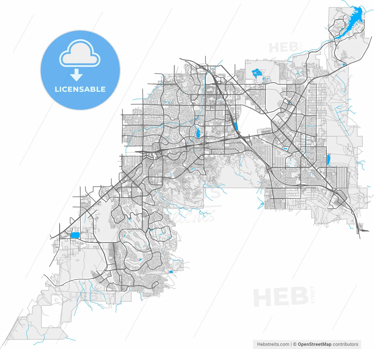 Henderson, Nevada, United States, high resolution vector map - Instant download PDF and JPG