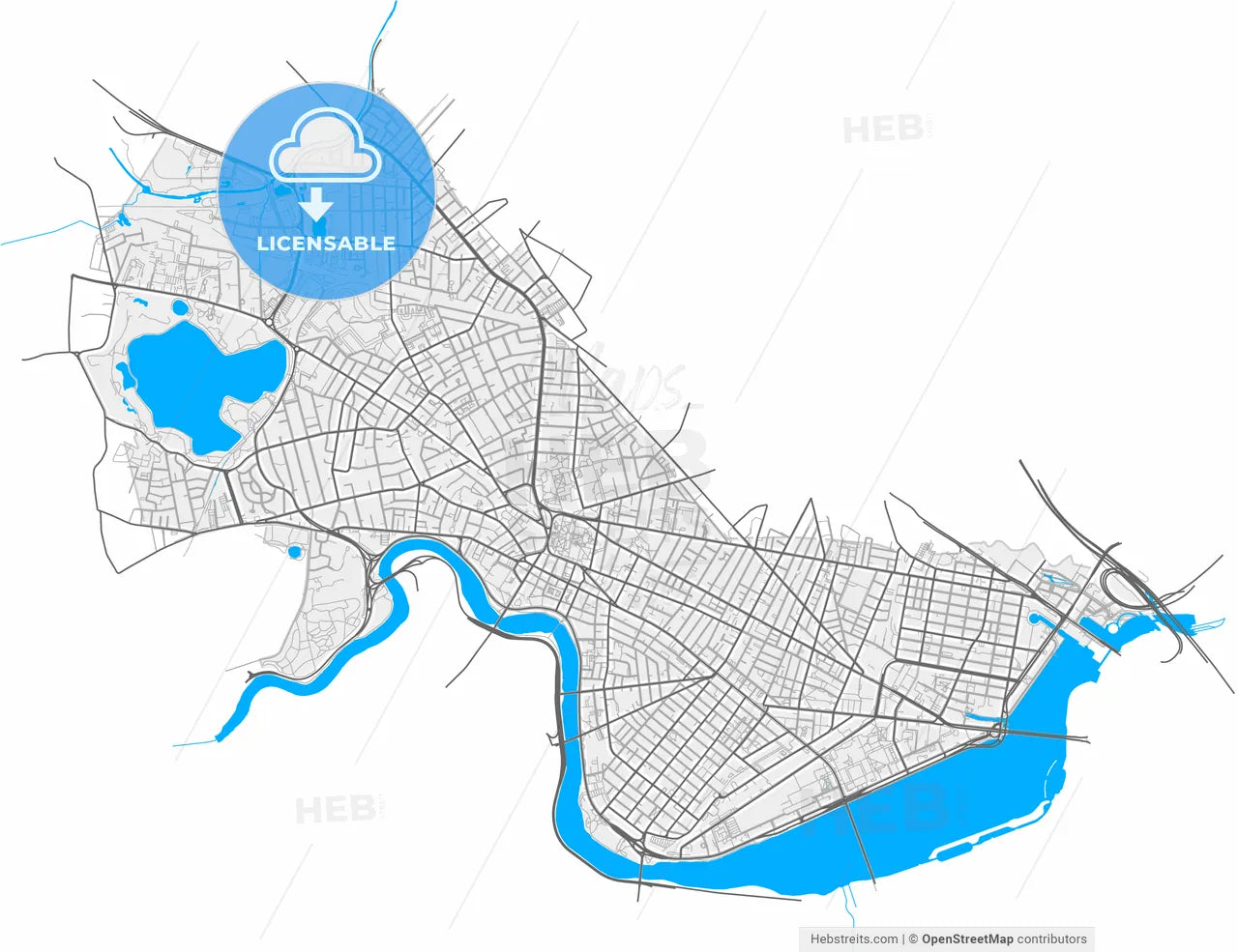 Cambridge, Massachusetts, United States, high resolution vector map - Instant download PDF and JPG