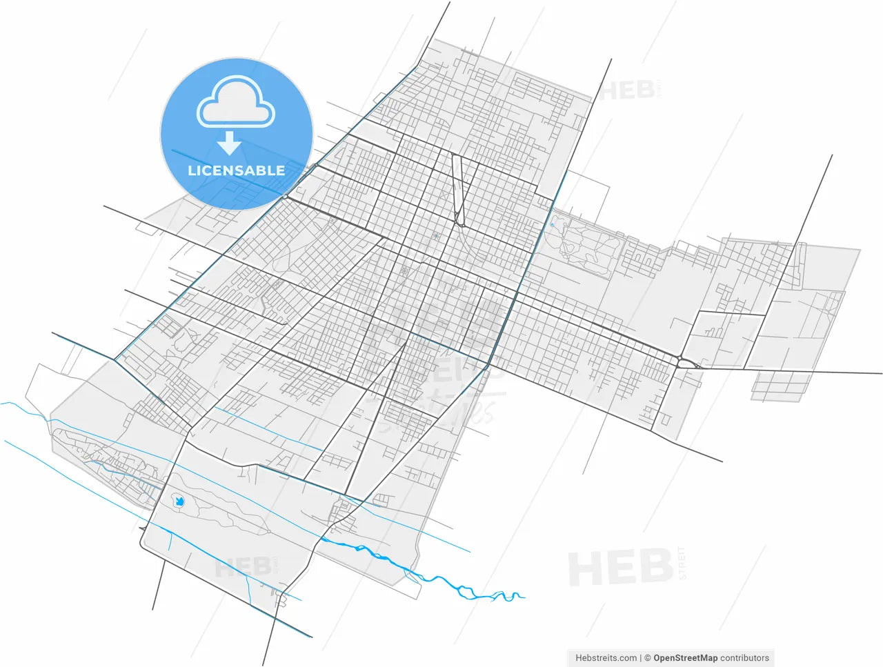 San Rafael, Argentina, high resolution vector map - Instant download PDF and JPG