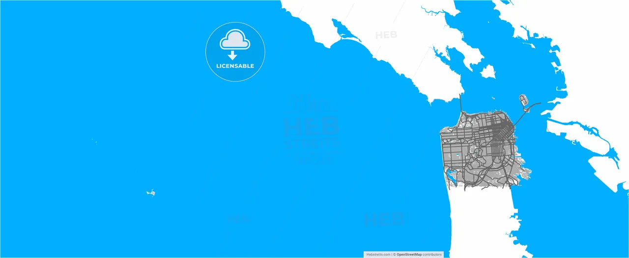 San Francisco, California, United States, high resolution vector map - Instant download PDF and JPG