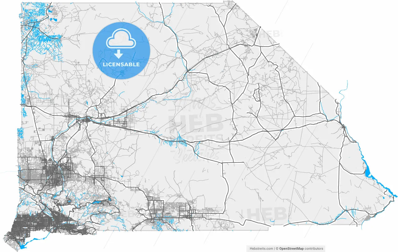 San Bernardino, California, United States, high resolution vector map - Instant download PDF and JPG