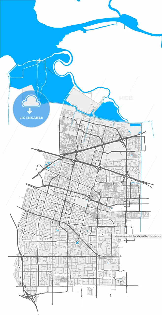 Sunnyvale, California, United States, high resolution vector map - Instant download PDF and JPG