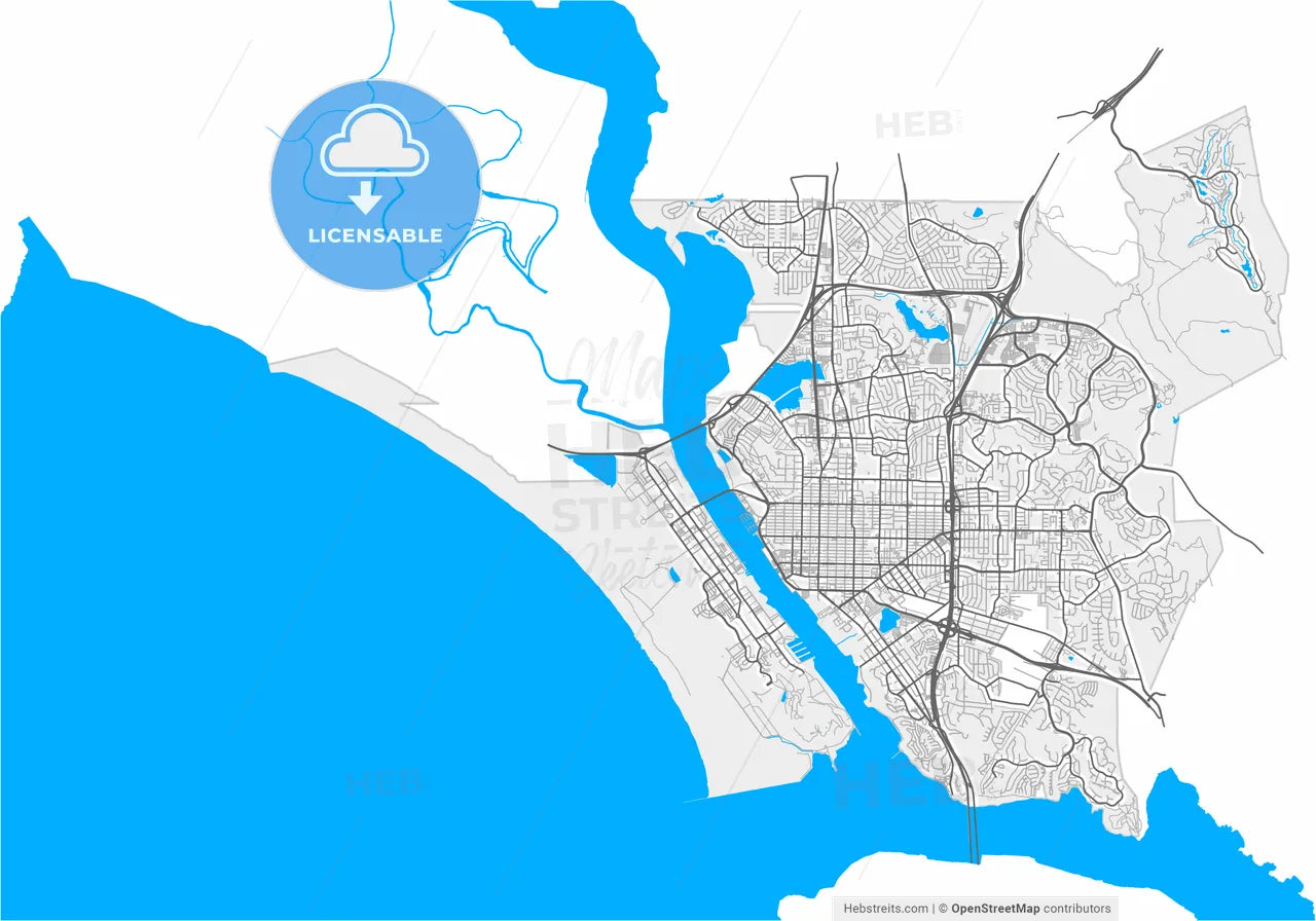 Vallejo, California, United States, high resolution vector map - Instant download PDF and JPG