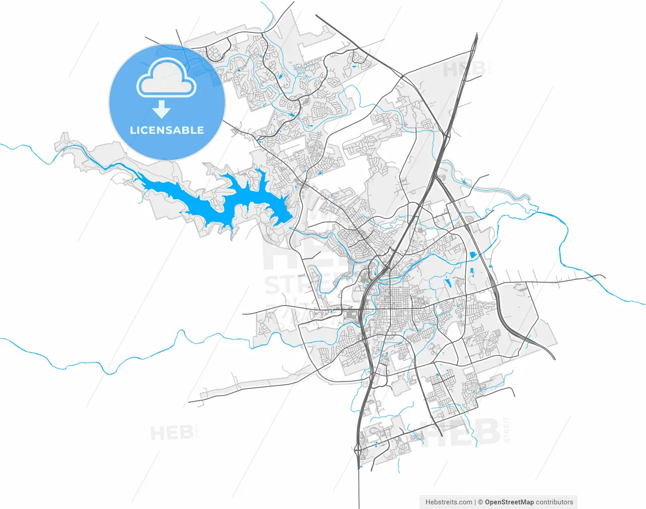 Georgetown, Texas, United States, high resolution vector map - Instant download PDF and JPG