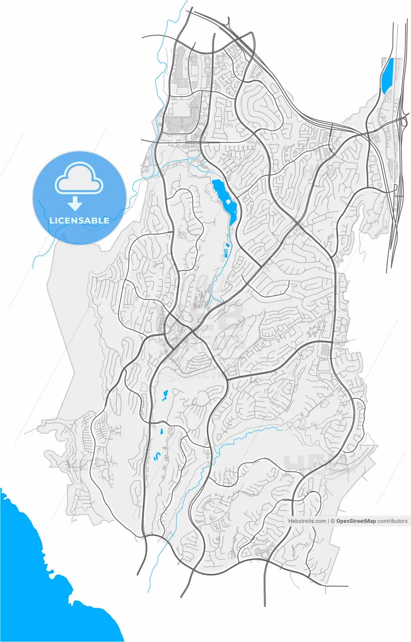 Laguna Niguel, California, United States, high resolution vector map - Instant download PDF and JPG