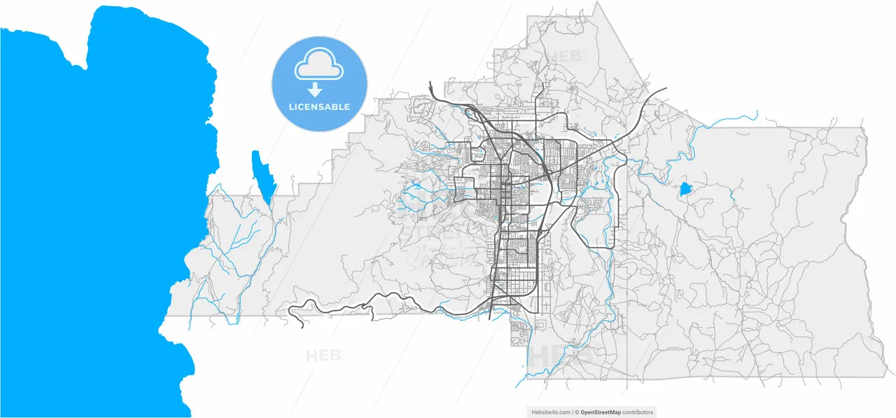 Carson City, Nevada, United States, high resolution vector map - Instant download PDF and JPG