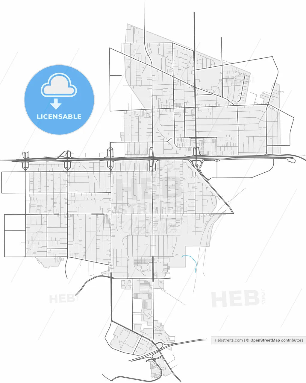 Rosemead, California, United States, high resolution vector map - Instant download PDF and JPG