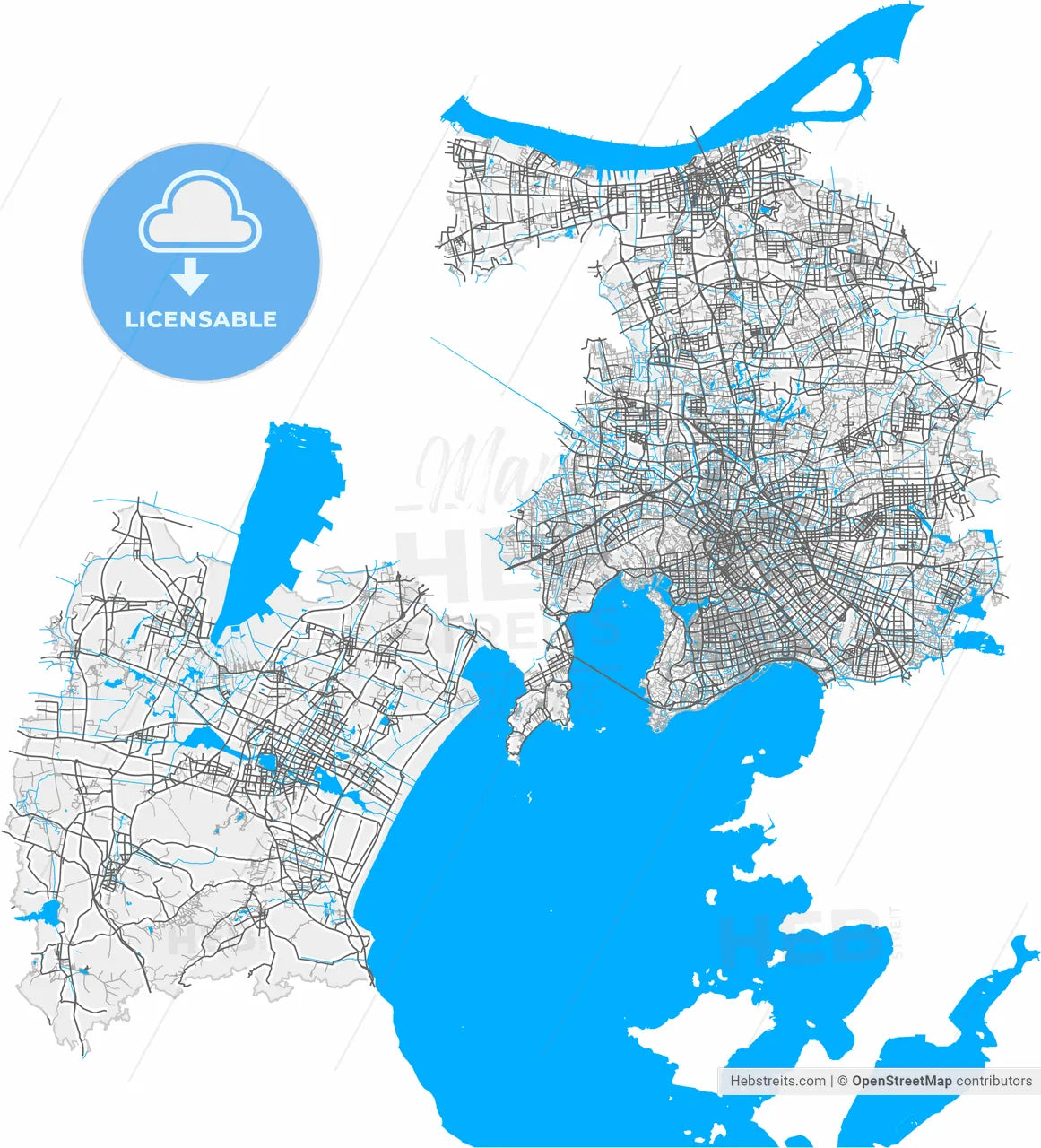 Wuxi, Jiangsu, China, high resolution vector map - Instant download PDF and JPG