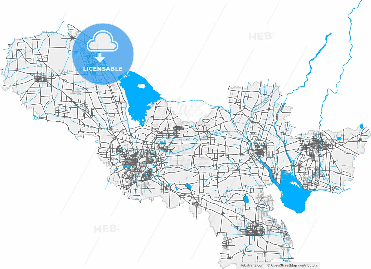Xuzhou, Jiangsu, China, high resolution vector map - Instant download PDF and JPG