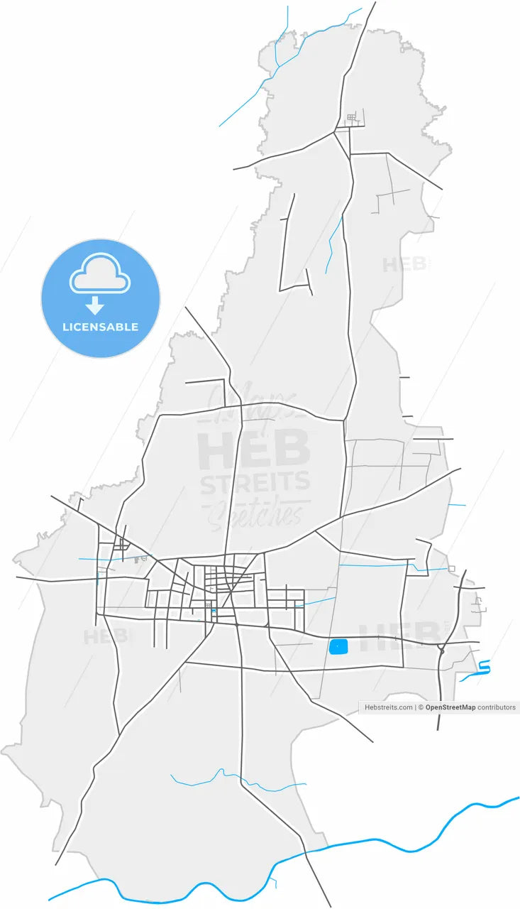 Linyi, Shandong, China, high resolution vector map - Instant download PDF and JPG
