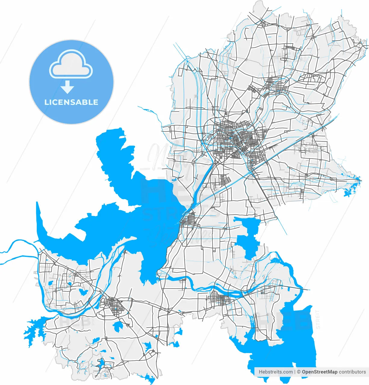 Huai an, Jiangsu, China, high resolution vector map - Instant download PDF and JPG