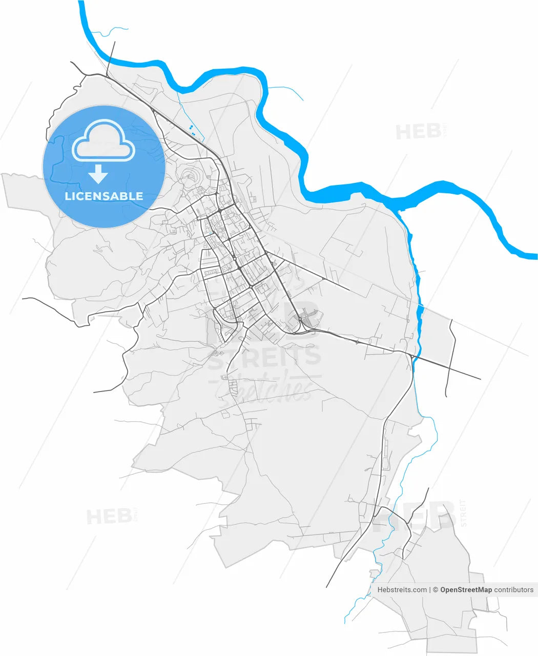 Deva, Hunedoara, Romania, high resolution vector map - Instant download PDF and JPG