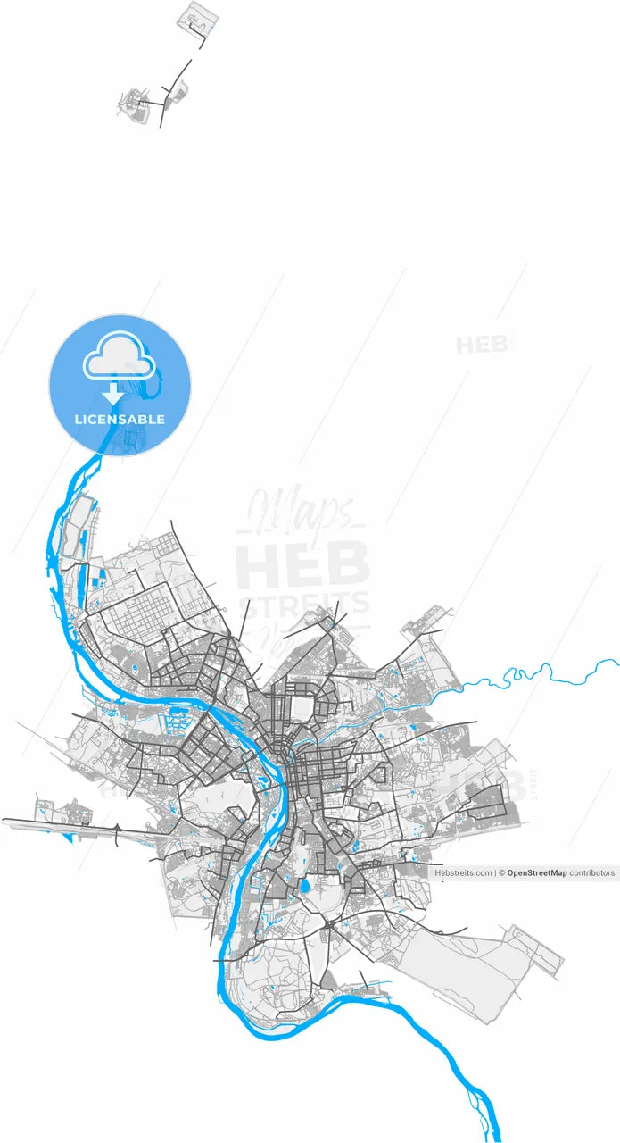 Omsk, Omsk Oblast, Russia, high resolution vector map - Instant download PDF and JPG