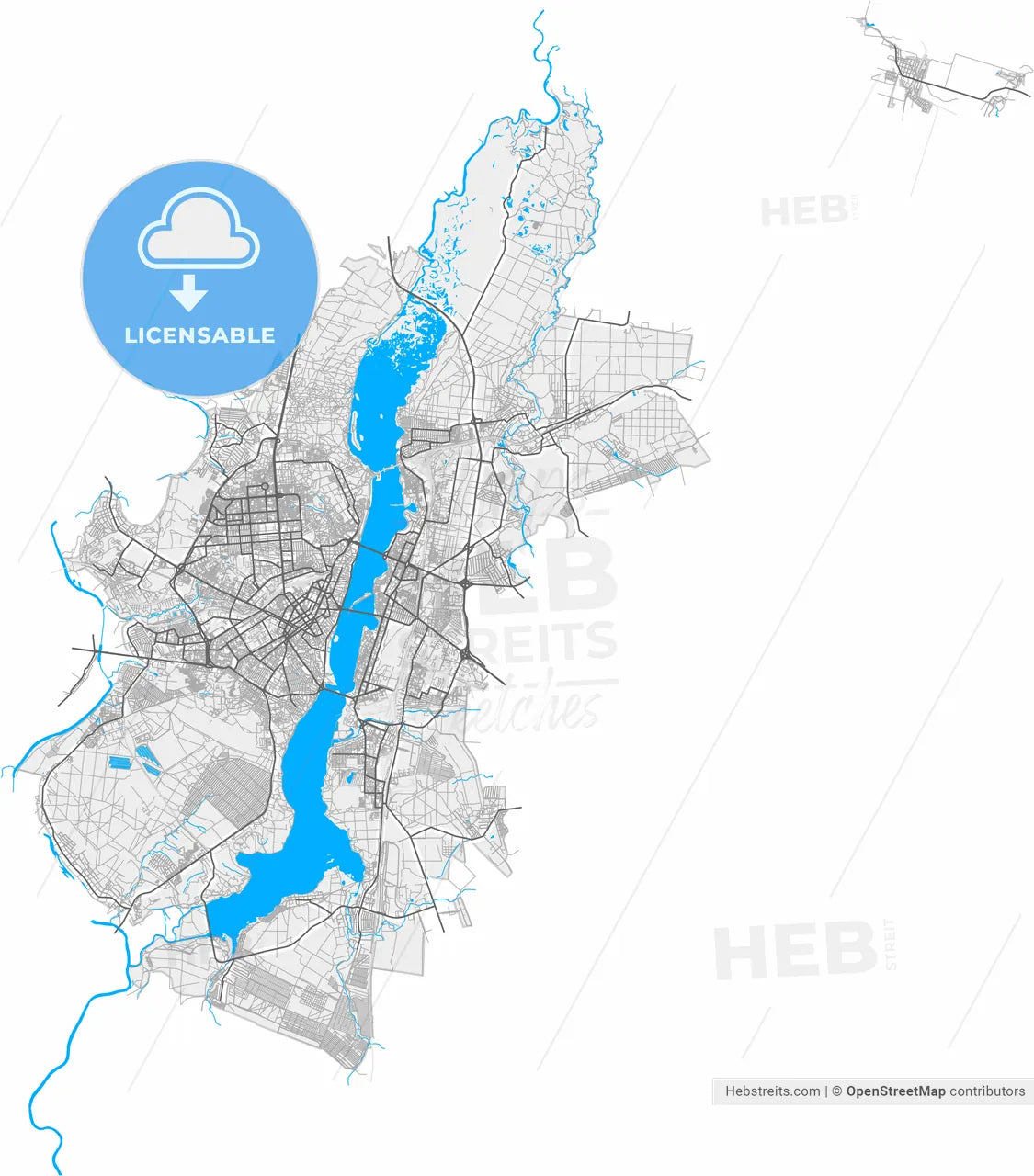 Voronezh, Voronezh Oblast, Russia, high resolution vector map - Instant download PDF and JPG
