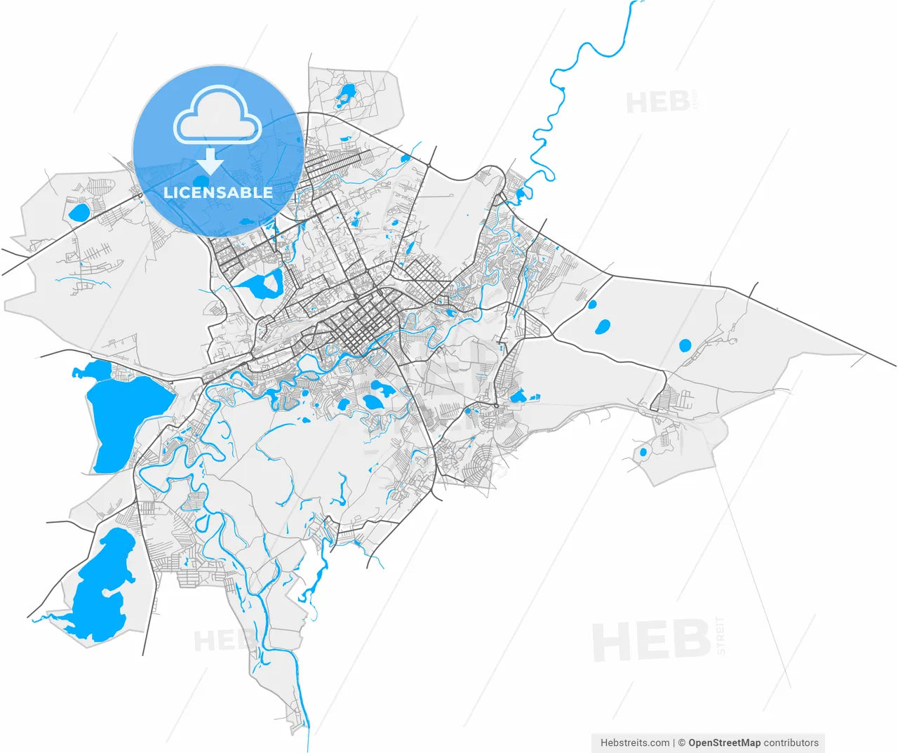 Kurgan, Kurgan Oblast, Russia, high resolution vector map - Instant download PDF and JPG