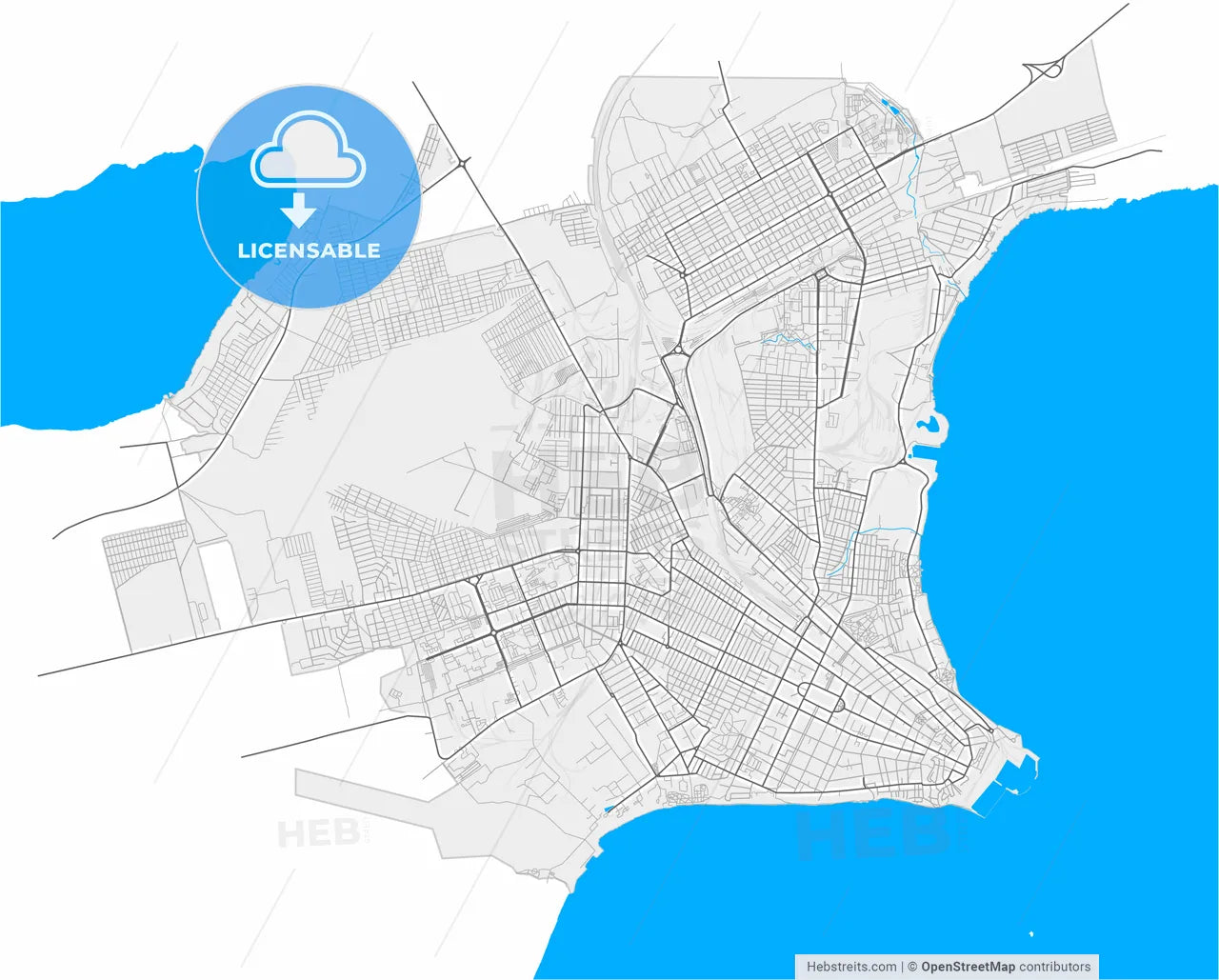Taganrog, Rostov Oblast, Russia, high resolution vector map - Instant download PDF and JPG